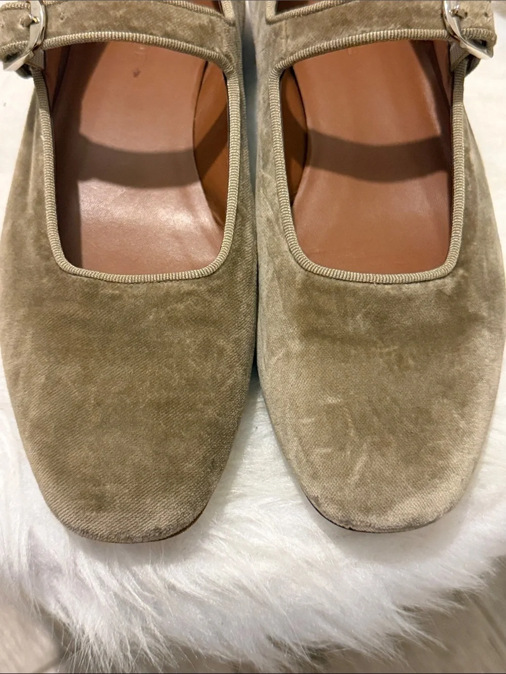 LE MONDE BERYL Velvet Mary Jane Ballerina Flats
